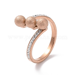Тройное круглое кольцо на палец с кристаллами и стразами, ионное покрытие (ip) 304 ювелирное изделие из нержавеющей стали для женщин, розовое золото , размер США 7 (17.3 мм)