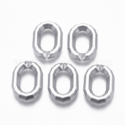 Окрашенные распылением пластиковые соединительные кольца ccb, разъемы для быстрой связи, для изготовления ювелирных кабельных цепей, овальные, граненые, серебряные, 26x18x5.5 мм, внутренний диаметр: 8x15 мм