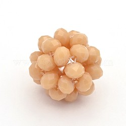Imitation Jade Glass Round Woven Beads, Cluster Beads, PeachPuff, 27mm, Beads: 8mm