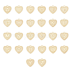 Unicraftale 26 pz lega alfabeto ciondoli in metallo cuore dorato con pendenti alfabeto lettera a ~ ciondoli con foro da 2 mm per collana fai da te bracciali creazione di gioielli, 16x15x2mm