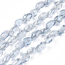 Placcare trasparente perle di vetro fili, serpente, azzurro, 8.5~9.5x7x6mm, Foro: 1 mm, circa 100pcs/filo, 33.86 pollice ~ 34.65 pollici (86~88 cm)