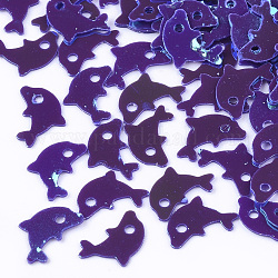 Accessoires ornement, paillettes / paillettes en plastique pvc, dauphin, violet, 7.5~8x5x0.3mm, Trou: 0.9mm, environ 20000 pcs/500 g
