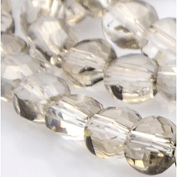 Faceted Flat Round Clear Glass Beads Strands, 6x4mm, Hole: 1mm, about 72pcs/strand, 15.7 inch