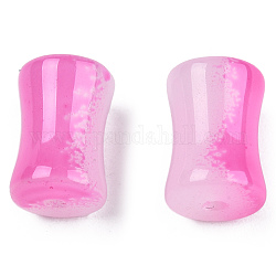 Transparente sprühlackierte Glasperlen, Bambusstock, neon rosa , 12x8 mm, Bohrung: 1.6 mm