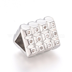 Perles de zircone cubique micro pave en Laiton, triangle, clair, platine, 8.5x10.5x9.5mm, Trou: 4.5x4.5mm