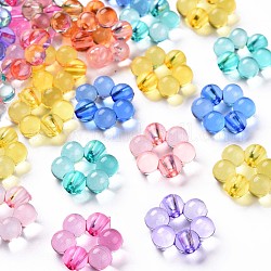 Cadres de perles acryliques transparents, fleur, couleur mixte, 16.5x15.5x6mm, Trou: 2mm, environ 674 pcs/500 g
