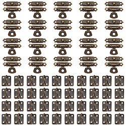 Gorgecraft 40 juego de mini bisagras antiguas con 20 juegos de pestillos retro y 240 tornillos, kit de hebillas antiguas para gabinete de madera, caja de regalo de almacenamiento de joyas vintage, caja de herramientas, suministros decorativos