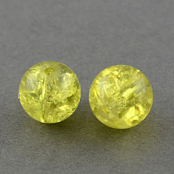 Spray Painted Crackle Glass Beads Strands, Round, Yellow, 16mm, Hole: 1.3~1.6mm, about 50pcs/strand, 31.4inch