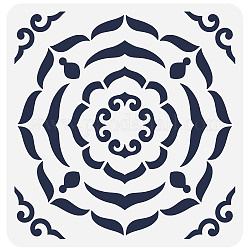 FINGERINSPIRE Floral Pattern Tile Stencil 11.8x11.8 inch Reusable Symmetry Flower Painting Stencil DIY Wallpaper Alternative Large Plastic Ripple Effect Floral Stencil for Floor Wall Furniture Fabric