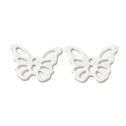 201 Edelstahlanhänger sprühlackiert, Schmetterling Charme, weiß, 15x10.5x0.5 mm, Bohrung: 1.2 mm