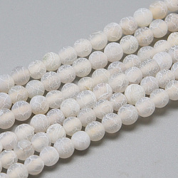 Chapelets de perle en agate patinée naturelle, mat, teinte, ronde, gris clair, 4~4.5mm, Trou: 1mm, Environ 95 pcs/chapelet, 14.6 pouce