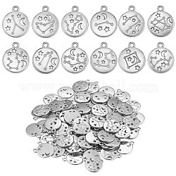 84 Pieces Zodiac Sign Charm Pendants 12 Constellation Charm Pendant Alloy Charm for Jewelry Necklace Earring Making Crafts, Silver, 13.8mm, Hole: 1.7mm