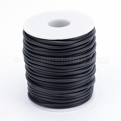 Hollow Pipe PVC Tubular Synthetic Rubber Cord, Wrapped Around White Plastic Spool, Black, 4mm, Hole: 2mm, about 16.4 yards(15m)/roll