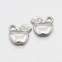 Tibetan Style Alloy Fruit Charms, Apple, Cadmium Free & Nickel Free & Lead Free, Platinum, 10x10.5x2mm, Hole: 2mm, about 1345pcs/1000g