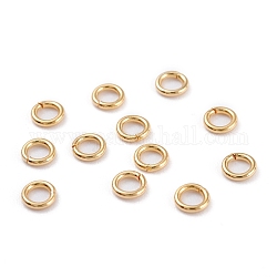 304 anelli di salto in acciaio inox, anelli di salto aperti, anello rotondo, vero placcato oro 18k, 21 gauge, 4x0.7mm, diametro interno: 2.6mm