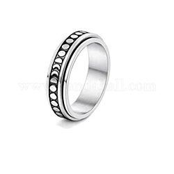 Вращающееся кольцо из титановой стали, Кольцо-спиннер для снятия беспокойства и стресса, платина, фаза луны, размер США 8 (18.1 мм)