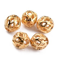 Perline in ottone placcato scavato di lunga durata, perline in filigrana, vero placcato oro 24k, 5.5x5mm, Foro: 2 mm