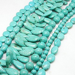 Filo di perline turchesi sintetici, forme misto, turchese, 10~30x10~15x7~10mm