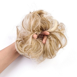 人工毛髪の延長  女性のお団子のためのヘアピース  ヘアドーナツアップポニーテール  耐熱高温繊維  ベージュ  15cm