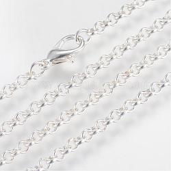 Iron Rolo Chains Necklace Making, with Lobster Clasps, Soldered, Silver Color Plated, 23.6 inch(60cm)