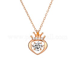 Ожерелье с подвеской в виде короны для девушек и женщин, 925 ожерелье из стерлингового серебра с микрокубическим цирконием, прозрачные, розовое золото 