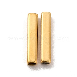 Revestimiento iónico (ip) 304 perlas de acero inoxidable, Rectángulo, real 18k chapado en oro, 20x4x4mm, agujero: 2.7x2.7 mm
