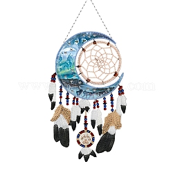 DIY Moon Pendant Decoration Diamond Painting Kit, Including Resin Rhinestones Bag, Diamond Sticky Pen, Tray Plate and Glue Clay and Metal Chain, Mixed Color, Finish Product: 330x200mm