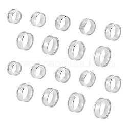 Unicraftale 201 set di anelli scanalati in acciaio inossidabile per uomo donna, colore acciaio inossidabile, diametro interno: 16~22.2mm, 2pcs / size, 9 taglia, 18pcs/scatola