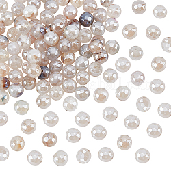 Olycraft 2 hebras electrochapa ágata natural perlas hebras, teñido, facetados, lustre de la perla chapado, redondo, blanco antiguo, 8.5x7~8mm, agujero: 1.2 mm, aproximamente 47~48 pcs / cadena, 13.78''~13.98 (35~35.5 cm)