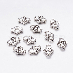 Perline in lega stile tibetano, rombo,  cadmio& piombo libero, argento antico, 15x12.5x4.5mm, Foro: 1.5 mm