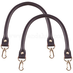 Leather Bag Handles, with Alloy Clasps, for Bag Straps Replacement Accessories, Coconut Brown, 400x14x9~10mm