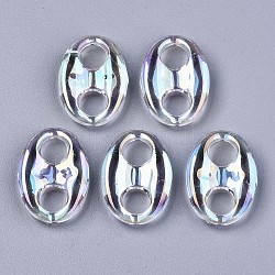 Conectores de enlaces acrílicos transparentes, color de ab, oval, claro ab, 24x17x5mm, agujero: 7 mm