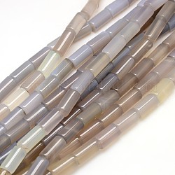 Natural Gemstone Gray Agate Beads Strands, Column, 16~18x8mm, Hole: 1.5mm, about 24pcs/strand, 15.74inch