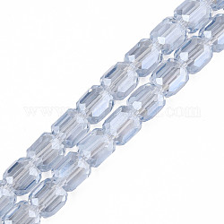 Chapelets de perles en verre transparent électrolytique, facette, colonne, bleuet, 8x8mm, Trou: 1.2mm, Environ 79~80 pcs/chapelet, 25.59 pouce ~ 27.17 pouces (65~69 cm)