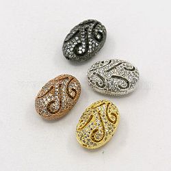 Brass Cubic Zirconia Beads, Oval, Mixed Color, 15x10x8mm, Hole: 1mm
