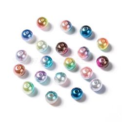 Cuentas de perlas de imitación de plástico ABS del arco iris, gradiente de perlas de sirena, redondo, color mezclado, 4x3.5mm, agujero: 1.2 mm, aproximamente 1800 unidades / 50 g