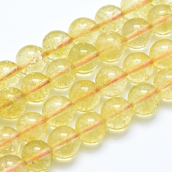 Chapelets de perles de citrine naturelle, Grade a, ronde, teints et chauffée, 6mm, Trou: 0.8mm, Environ 64 pcs/chapelet, 15.5 pouce (39.5 cm)