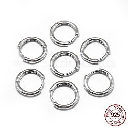 925 серьги-кольца из стерлингового серебра с родиевым покрытием, платина, 12x2 мм, штифты : 0.8 мм