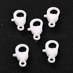 Plastic Lobster Claw Clasps, Heart, White, 22.5x13x6.5mm, Hole: 3mm
