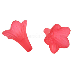 Frosted Flower Acrylic Beads, Red, about 21mm long, 23mm wide, hole: 1.5mm