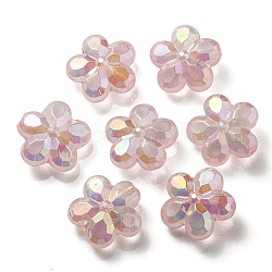 Placage uv perles acryliques transparentes lumineuses, brillent dans le noir, fleur, rose brumeuse, 26x27.5x12.5mm, Trou: 4.5mm