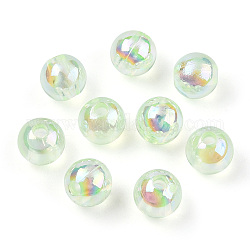 Perles en acrylique transparente, couleurs ab, ronde, vert pale, 10mm, Trou: 1.8mm, environ 950 pcs/500 g