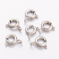 Brass Spring Ring Clasps, Jewelry Components, Platinum, 6mm, Hole: 1.5mm