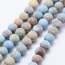 Fili di perle di diaspro imperiale naturale, tinto, smerigliato, tondo, cielo azzurro, 6mm, Foro: 1 mm, circa 63pcs/filo, 15.3 pollice (39 cm)