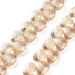 Galvanoplastie des brins de perles de verre triangulaires, facette, poire plaquée lustre, burlywood, 9x10x5mm, Trou: 1mm, Environ 100 pcs/chapelet, 23.62'' (60 cm)