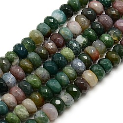 Faceted Natural Indian Agate Rondelle Bead Strands, 8x5mm, Hole: 1mm, about 73~78pcs/strand, 14.9~15.6 inch