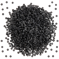 PANDAHALL ELITE Eco-Friendly Handmade Polymer Clay Beads, Disc/Flat Round, Heishi Beads, Black, 3x1mm, Hole: 1mm, about 380~400pcs/strand, 17.7 inch, 8strands