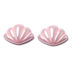 Undurchsichtige muschelförmige Perlen aus Harz, Hälfte gebohrt, für Halblochperlen, rosa, 12.5x16x4.5 mm, Bohrung: 1.2 mm