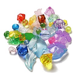 Perles acryliques transparents dépoli, formes mixtes, couleur mixte, 6~56x9~44.5x9~56mm, Trou: 1.6~3.8mm