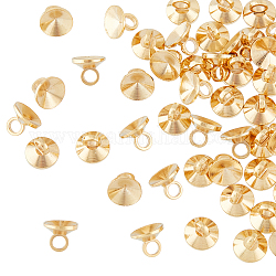 50Pcs Brass Bead Cap Bails Real 24K Gold Plated 6mm Bead Cap Connectors End Cap Beads Clasps Charm Round Bails with Loop Findings for Earring Necklace Jewelry DIY Craft
